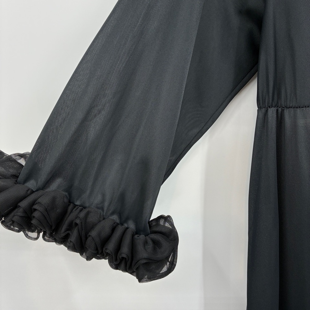 Vintage 1960s Women’s Nightgown Palazzo Pajamas Sheer Lingerie Black Medium - Picture 4 of 11